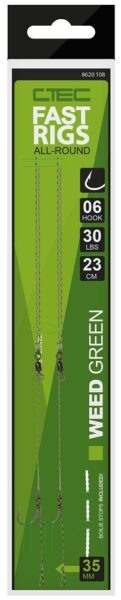 Spro návazec c tec fast rigs weedy zelená 23 cm 30 lb 2 ks-velikost háčku 4