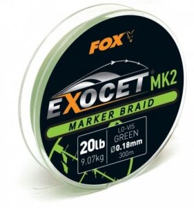 Fox splétaná šňůra exocet mk2 marker braid 300 m green průměr 18 mm / nosnost 9