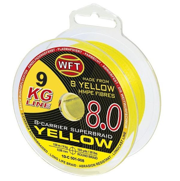 Wft splétaná šňůra kg 8.0 žlutá - 600 m - 0