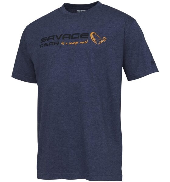 Savage gear triko signature logo t shirt blue melange - l