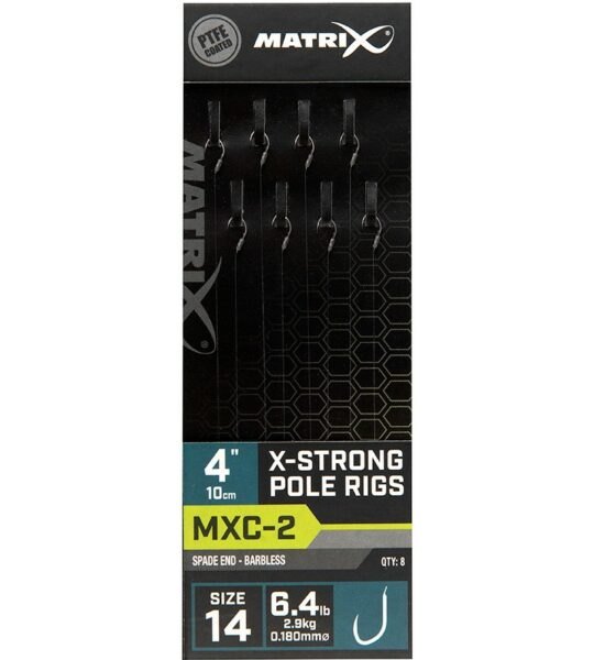 Matrix návazec mxc-2 x-strong pole rig barbless 10 cm - size 14 0