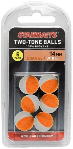 Starbaits plovoucí kuličky two tones balls 6 ks - 14 mm oranžová bílá