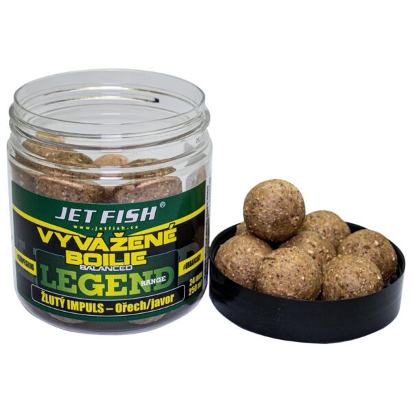 Jet fish vyvážené boilie legend range žlutý impuls ořech javor 250 ml - 20 mm