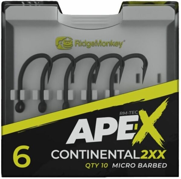 Ridgemonkey háček ape-x continental 2xx barbed 10 ks - velikost 6
