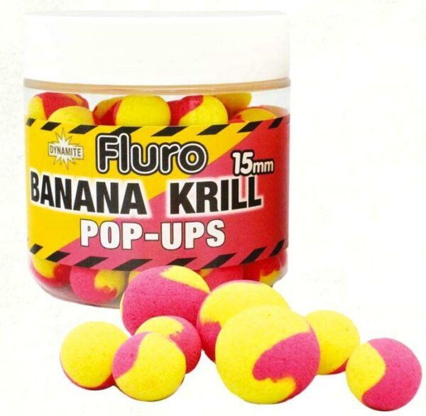 Dynamite baits pop ups fluoro two tone banana krill 15 mm
