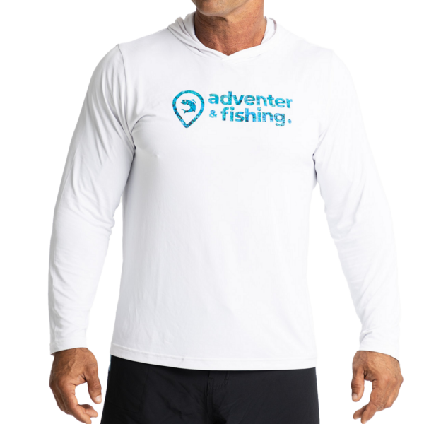 Adventer & fishing funkční hoodie  uv tričko white bluefin - velikost m