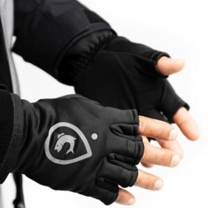 Adventer & fishing rukavice zateplené black s krátkými prsty - m-l