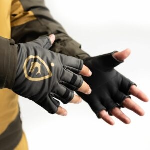 Adventer & fishing rukavice zateplené khaki s krátkými prsty - l-xl