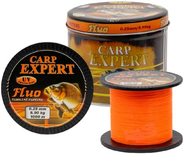 Carp expert vlasec v plechové doze uv fluo oranžový 1000 m - 0
