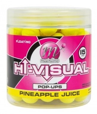 Mainline plovoucí boilie high visual pop-ups pineapple juice 15 mm 50 ks