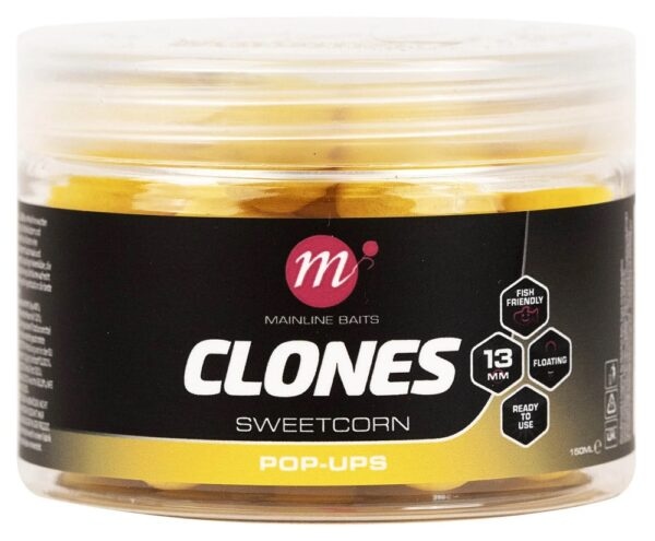 Mainline plovoucí boilies clones pop ups 13 mm 150 ml sweetcorn