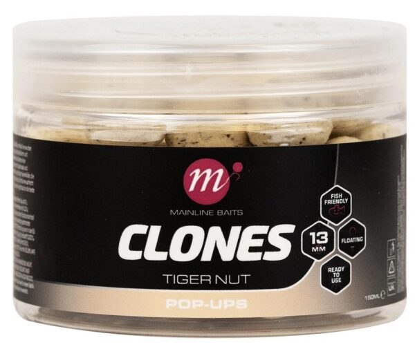 Mainline plovoucí boilies clones pop ups 13 mm 150 ml tiger nut