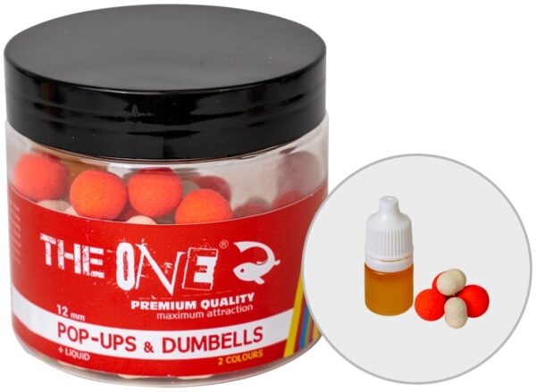 The one plovoucí boilie pop-up + liquid 12 mm+12x8 mm 50 g+3 ml red jahoda